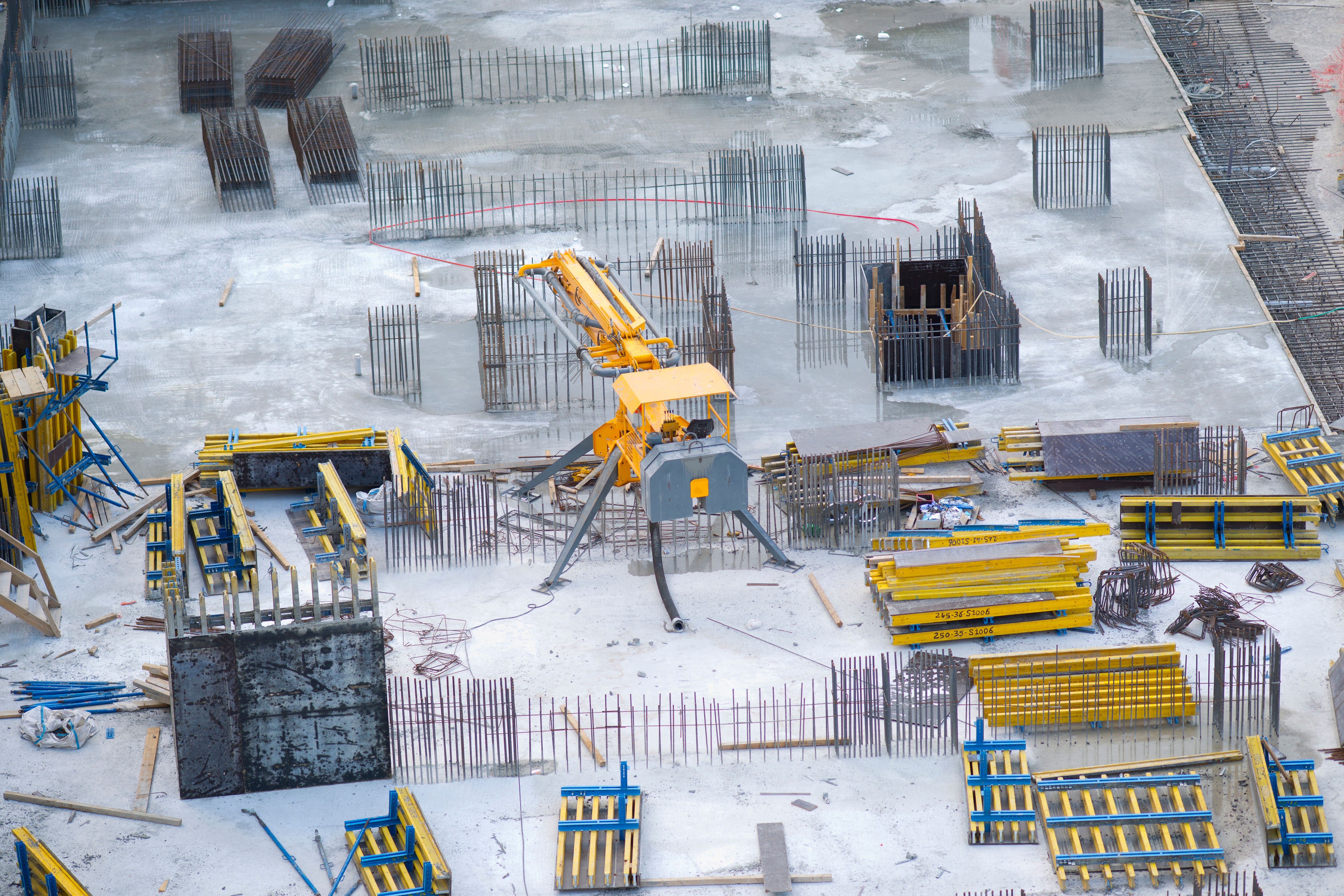 Modern construction site with a crane